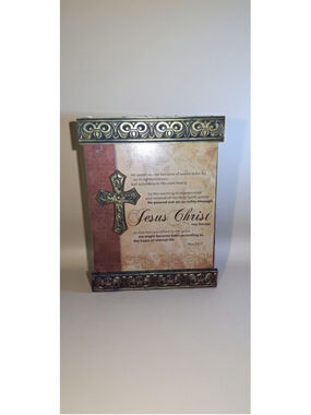 Religious Wall Plaque with Titus 3:5-7 Verse and Decorative Cross